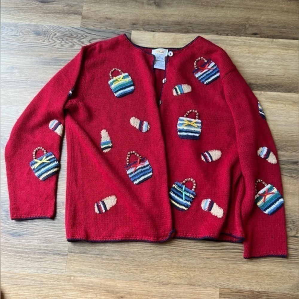 Talbots Embroidered Knit‎ Costal Grandmother Cardigan
